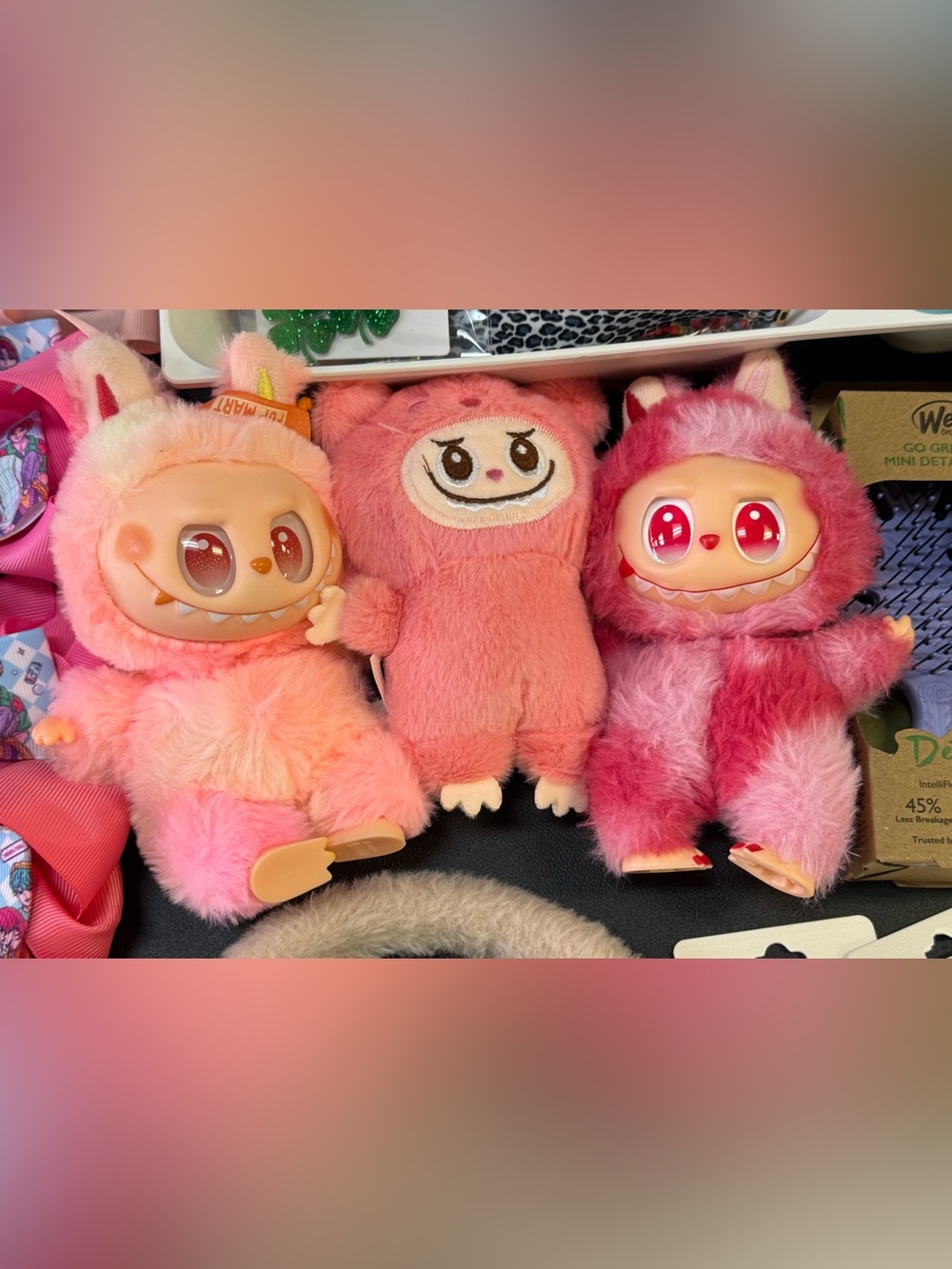 Labubu Plush Pink Fuzzy Character Dolls Lot